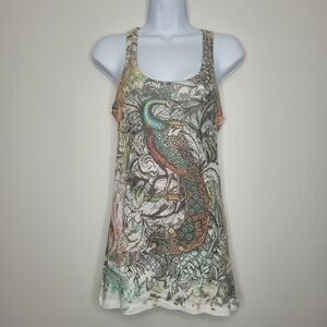 Vintage twentyone peacock mcbling racerback tattoo drawing tank size medium
